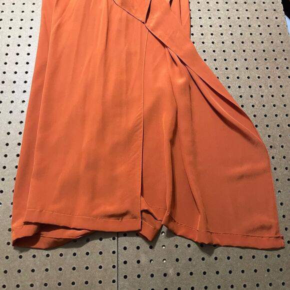 Chloe Pants Womens Size 30 US / 40 EU Amber Rose Pure Silk Slit Wide Leg Modern - Picture 6 of 12